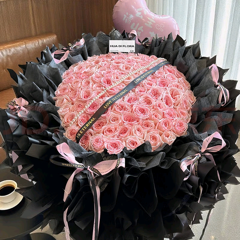 99枝粉荔枝黑包装 粉雪倾城